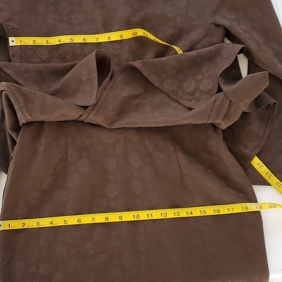 Vintage 80s wool dress with peplum and shoulder pads brown - Picture 8 of 8